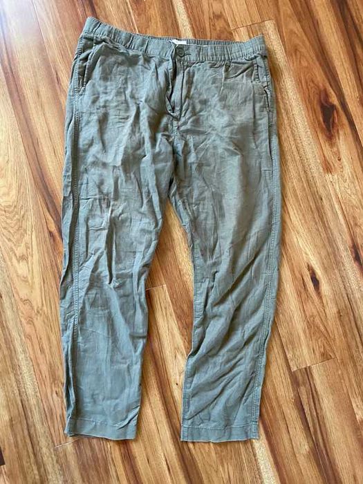 H&m proste spodnie khaki len xl 42 44 organic +size