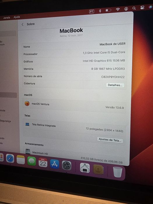MacBook 2017 8GB 512GB. Troca/retoma