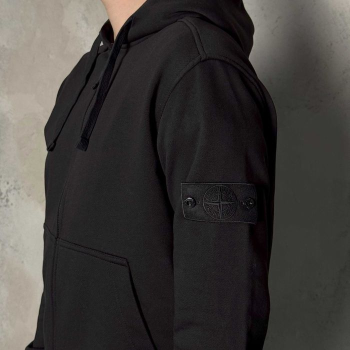 Зіп худи Stone Island чорний гост ghost кофта-зип стон айленд зипка