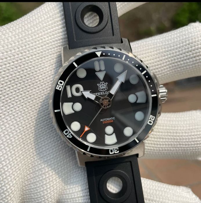 Дайверские часы Steeldive SD1982, большой размер 46,5 мм, 25000M