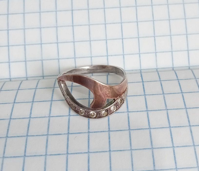 Кольцо перстень Срібло 925 проба. Золота накладка, Розмір 17,2