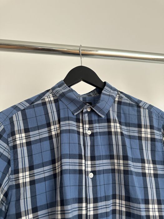 Niebieska męska koszula w kratkę krata basic klasyczna praca M 48 H&M