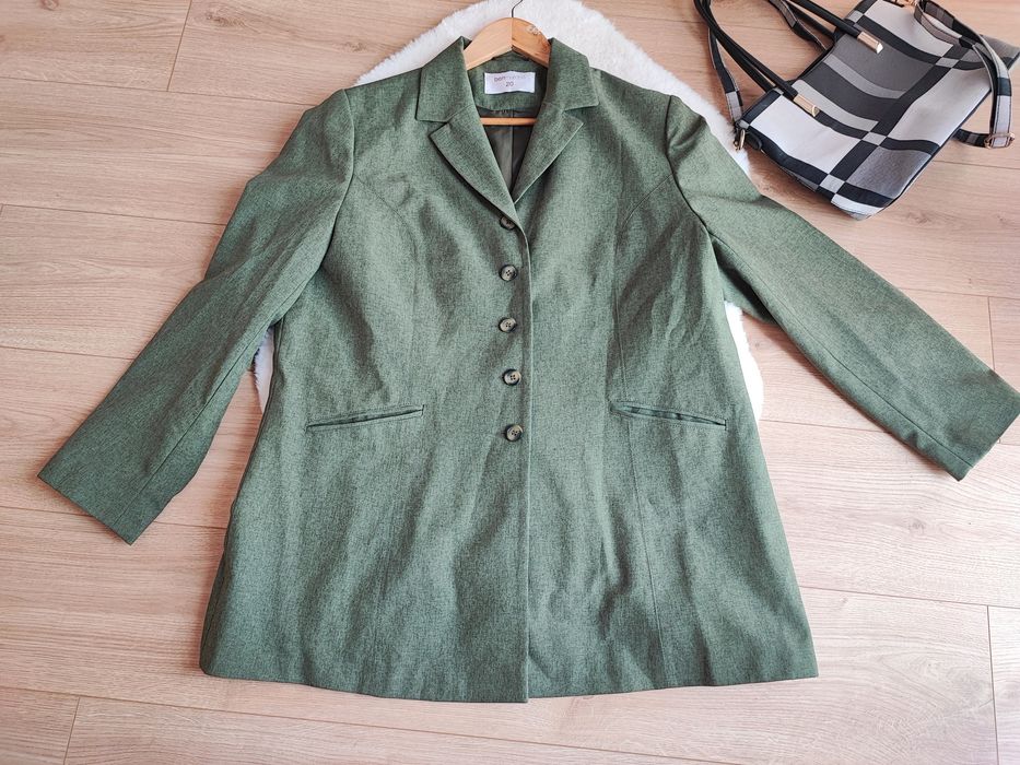 Żakiet damski plus size 4XL 48 oliwkowy wizytowy