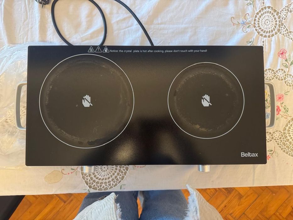 Fogão portátil elétrico 2 bocas – tudo a funcionar