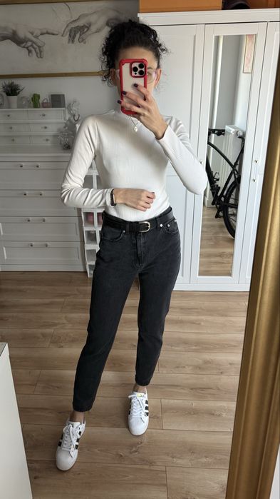 Body prążkowane prążek golf bawełna cotton classic casual basic New Look M zapinane