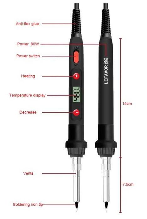 Паяльник 80Вт с регулировкой температуры и ЖК дисплеем