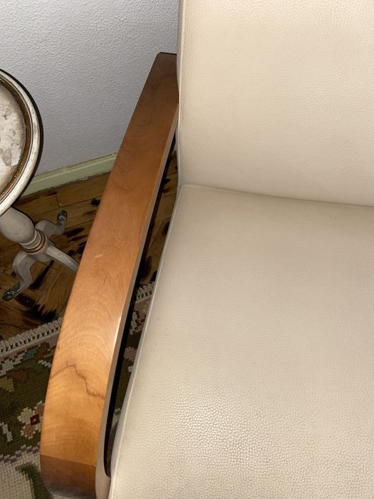 Poltrona em Pele e Madeira