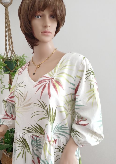 Piękna sukienka 55% len 45% wiskoza XL