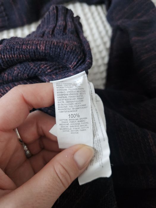 Sweter meski 100% bawełna Hause męski bordowo granatowy