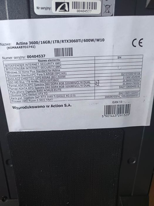 Komputer gamingowy RTX 3060ti Ryzen 5 3600