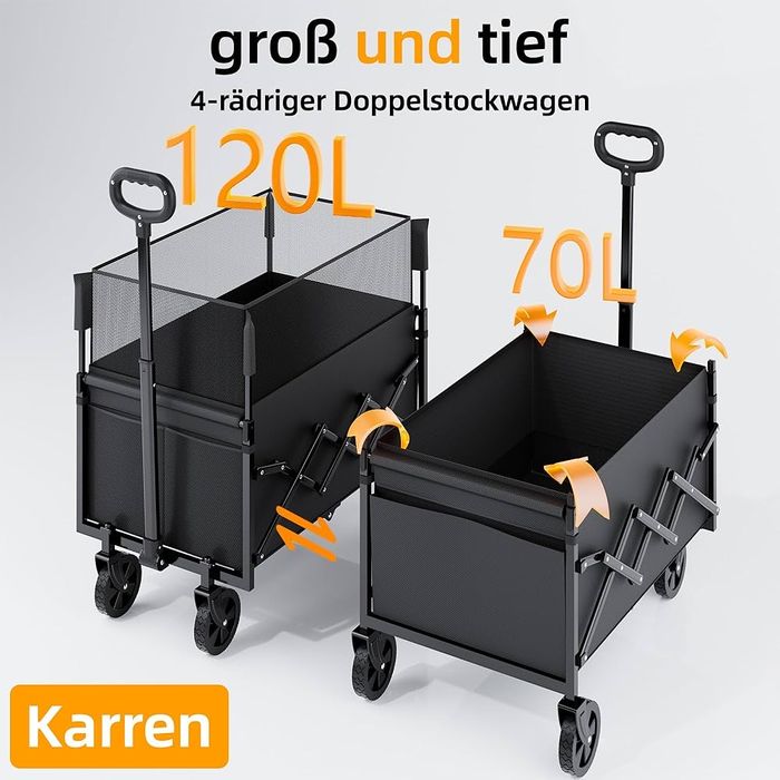 RYGEO Składany wózek transportowy 70/120L