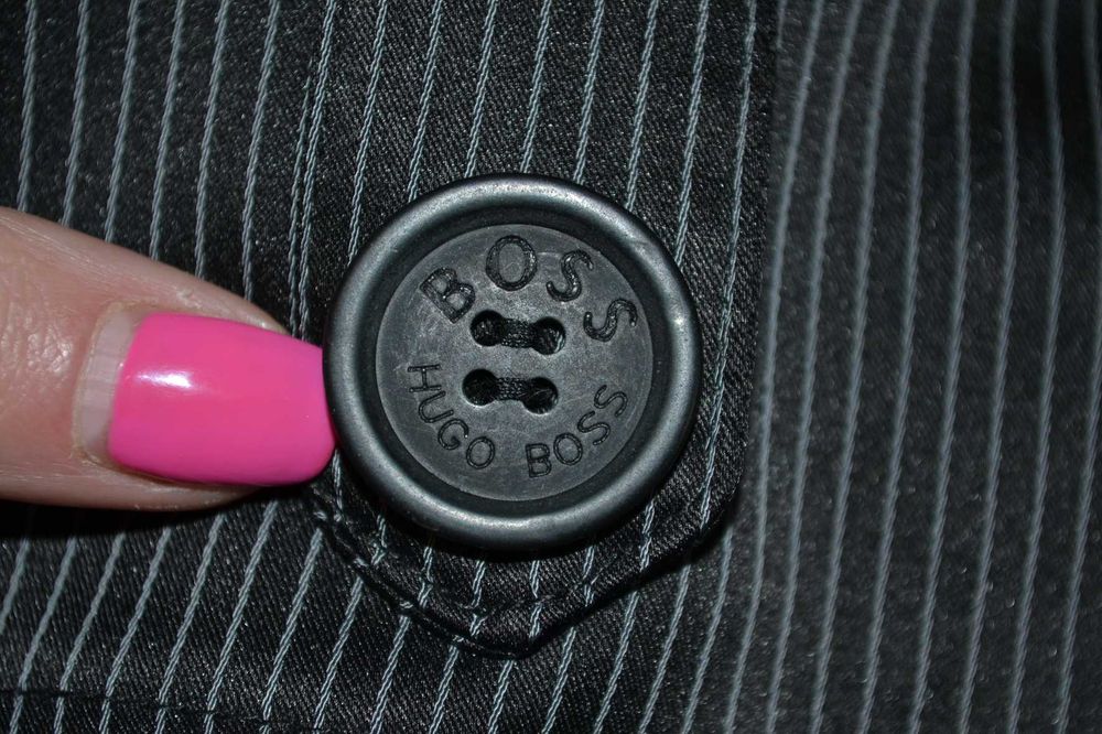 Черное платье миди  в полоску Hugo Boss