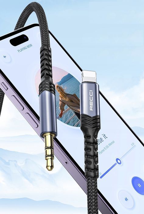 Nylonowy Mocny Adapter Lightning Do Aux Mini Jack 3,5 Mm Do Iphone