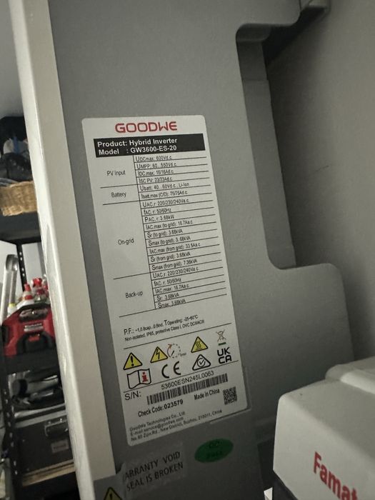 Inversor Hibrido Goodwe 3.6 kwh + Bateria Goodwe 5.4 kWh