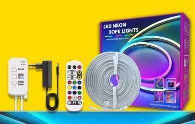 Tuya WiFi taśma Neon LED RGBIC 3m Acosh zasilacz Alexa Google