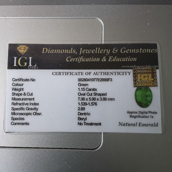 Anel de Prata Ajustável com Esmeralda Natural 7x5