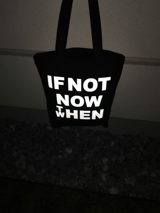 ABHA – czarna torba na codzienne zakupy, biały napis odblask