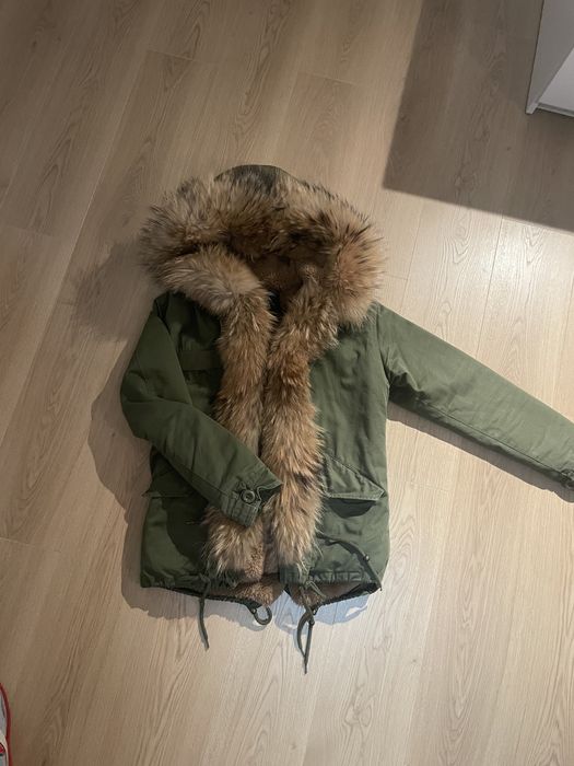 Kurtka zimowa parka z naturalnym futrem jenot