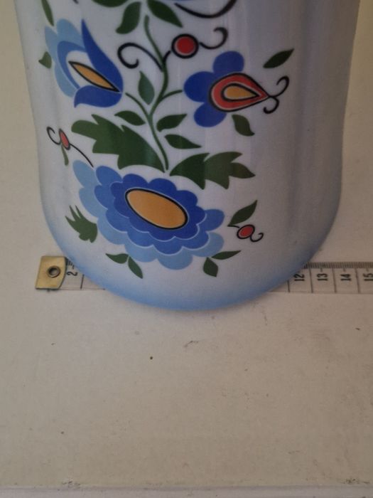 Unikalny duży wazon Lubiana wzór kaszubski 40 cm. Dla fanów tenisa