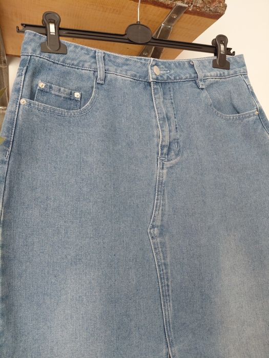 Niebieska jeansowa spódnica maxi Boohoo XL