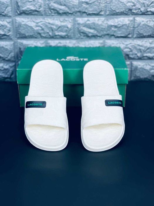 Шлёпай с удовольствием! Тапочки Lacoste мужские 40-46! Лакоста білі