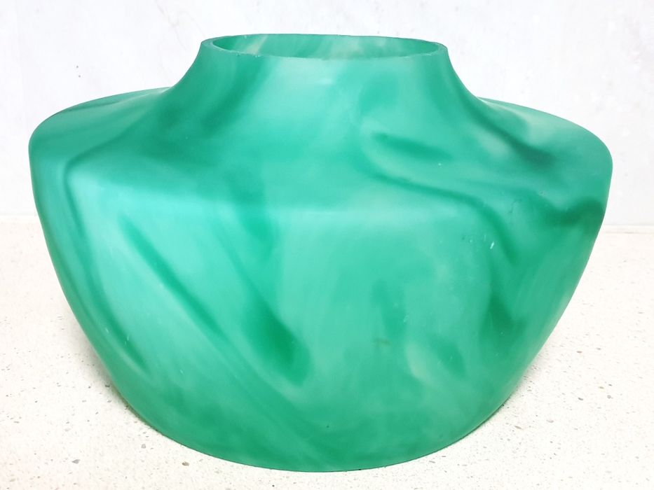 Fantástico grande vidro de candeeiro verde marmorizado vintage