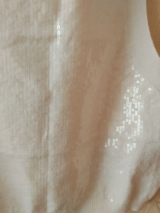 Стильний сучасний білий топ Zara с пайетками, 10-12 р.