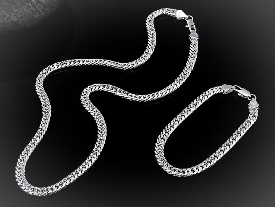 925 Posrebrzany jak Srebro Srebrny Komplet Zestaw Pancerka 60cm 20cm