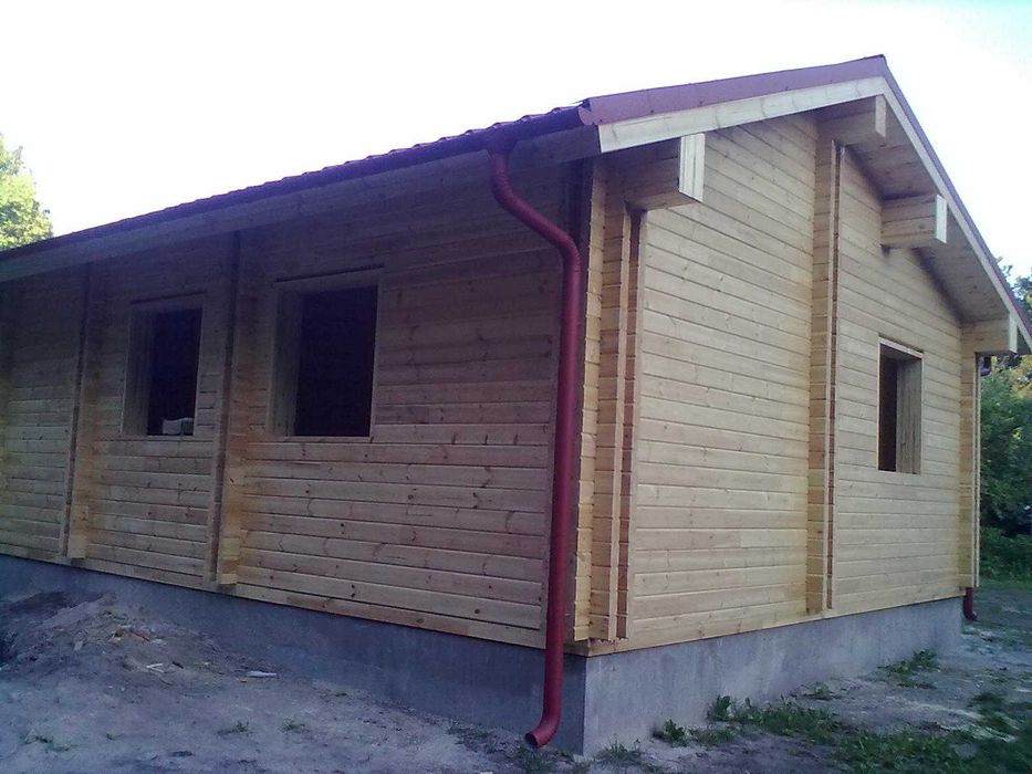 Domek drewniany letniskowy, całoroczny, 35 m2 ściana ,grubość  44mm