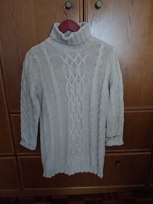 Turtleneck long-sleeve dress, knitted, size M/38