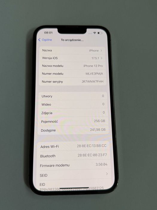 Iphone 13 pro 256GB kolor Grafitowy