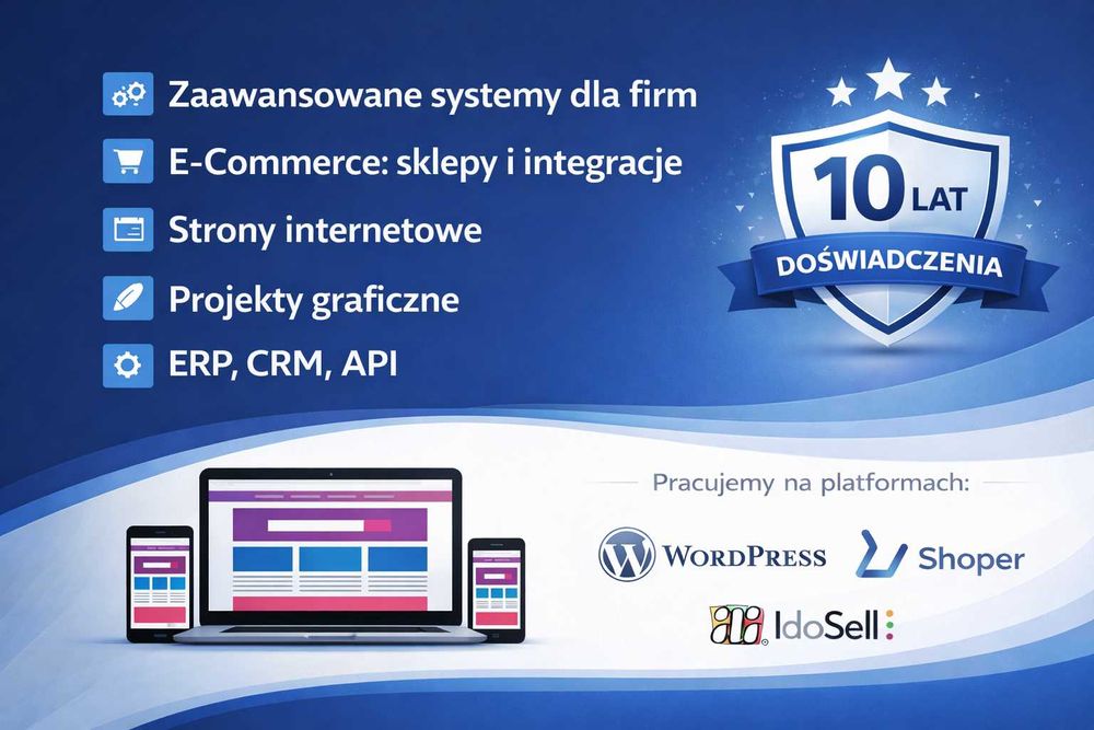 Strony Internetowe, Sklepy Internetowe: IdoSell, Shoper, WordPress