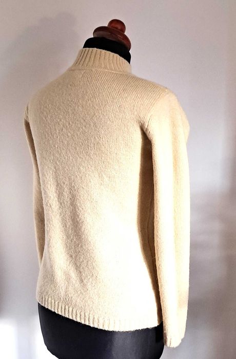 Bawełniany kremowy sweter flokowane kwiaty vintage fairy cotton S/M