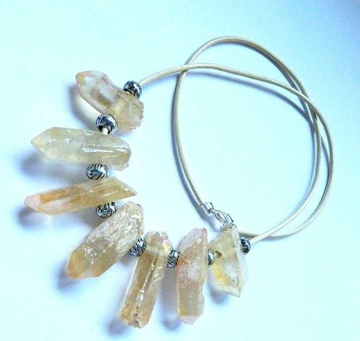 Cytryn - słoneczny kamień, oryginalny naszyjnik, kolia