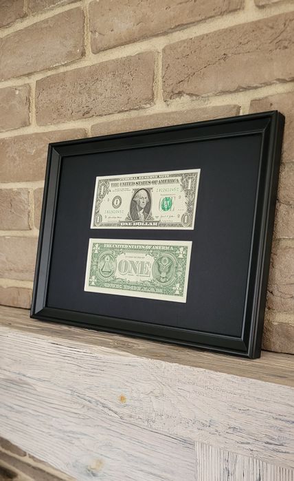 Banknot 1 dolar w ramce prezent loft design usa nowy retro