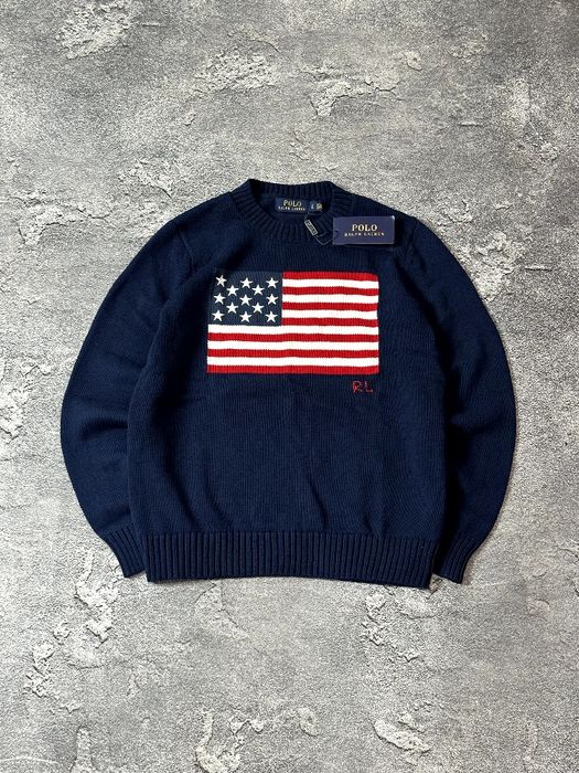 Вязаний світер Polo Ralph Lauren , поло ральф лаурен,usa,з флагом
