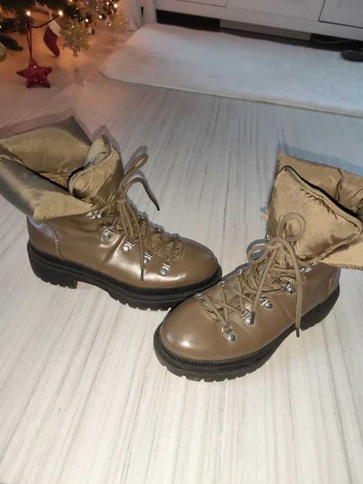 śniegowce rozm. 38 firmy H&M ciepłe i piękne kolor khaki