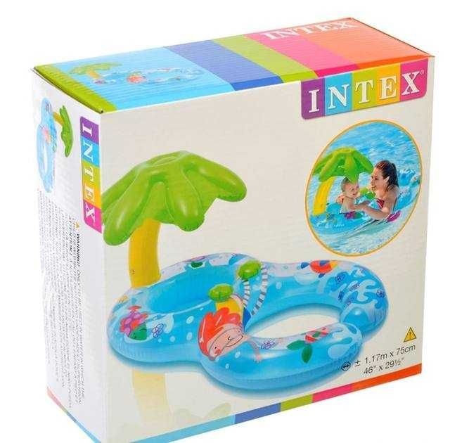 2в1 плотик+надувной круг с навесом для мамы и ребёнка