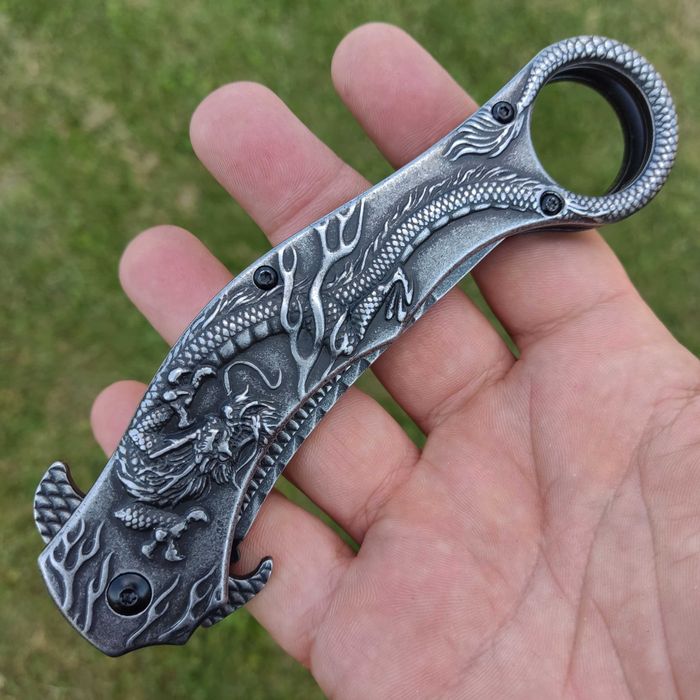 Nóż Taktyczny Karambit FULL METAL 3d Dragon KR7