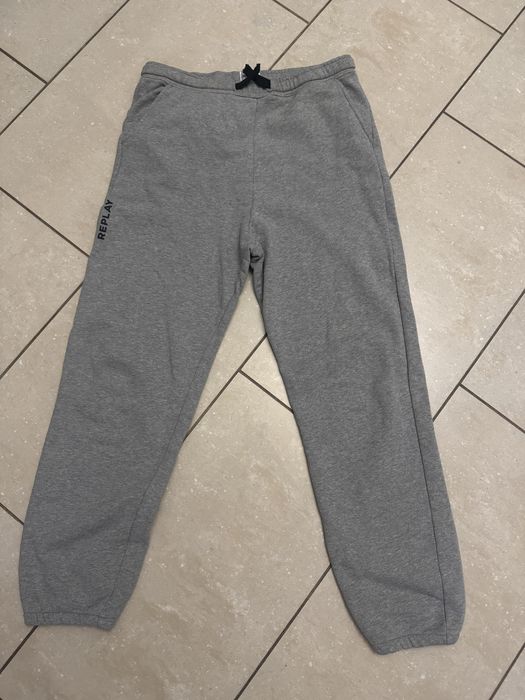 Replay markowe szare bawełniane spodnie sportowe dresowe, joggery S/M