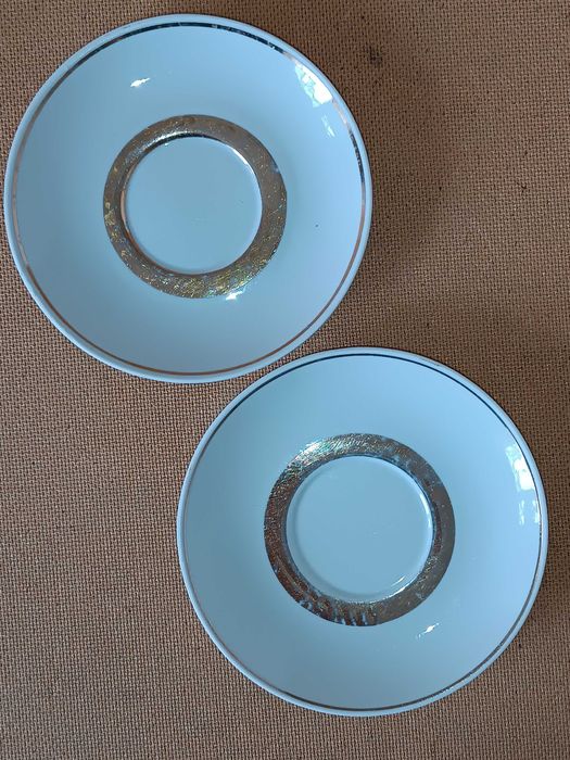 Чайні блюдця тарілочки від сервізу 2 позолота порцеляна СРСР Баранівка