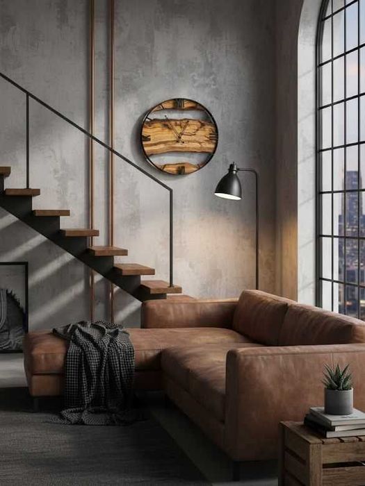 Zegar ścienny Loft – Lite Drewno Oliwa – Handmade – Unikat – Prezent!