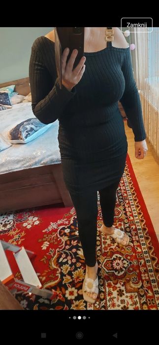 Mała czarna z marszczeniem l/xl