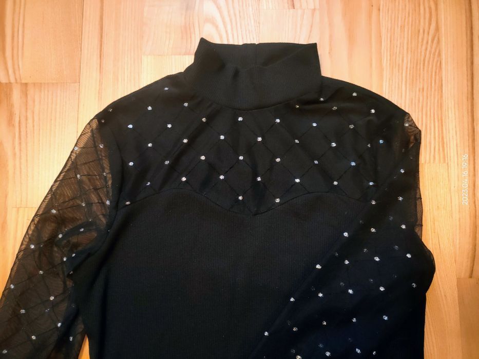 Czarny półgolf siateczka połysk Shein XS S