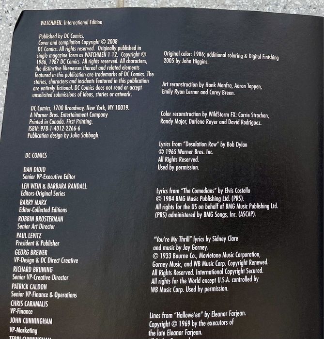 Livro BD: "Watchmen" volume 1-edição internacional, 1a impressão 2008