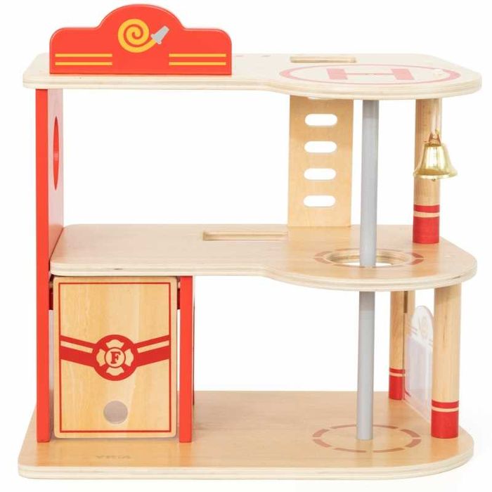 VIGA Drewniany Garaż Remiza Straży Pożarnej Zestaw 14 el