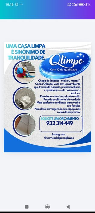 QLIMPO, Serviço de Limpeza.