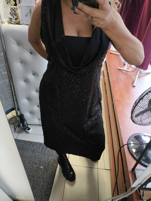 Duży rozmar piękna czarna sukienka cekiny 48,50