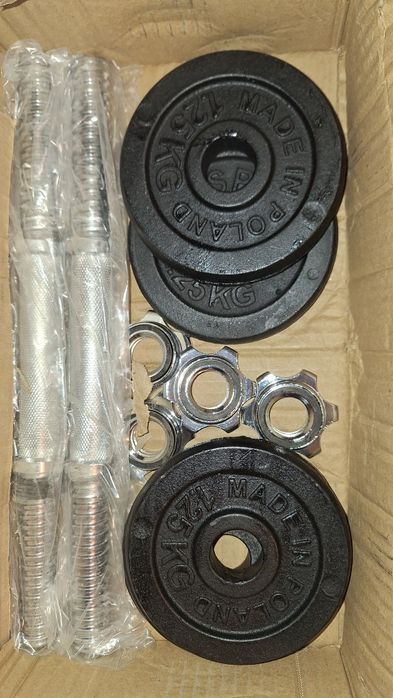 hantle 2 x 10 kg żeliwne, kettlebel 12 kg