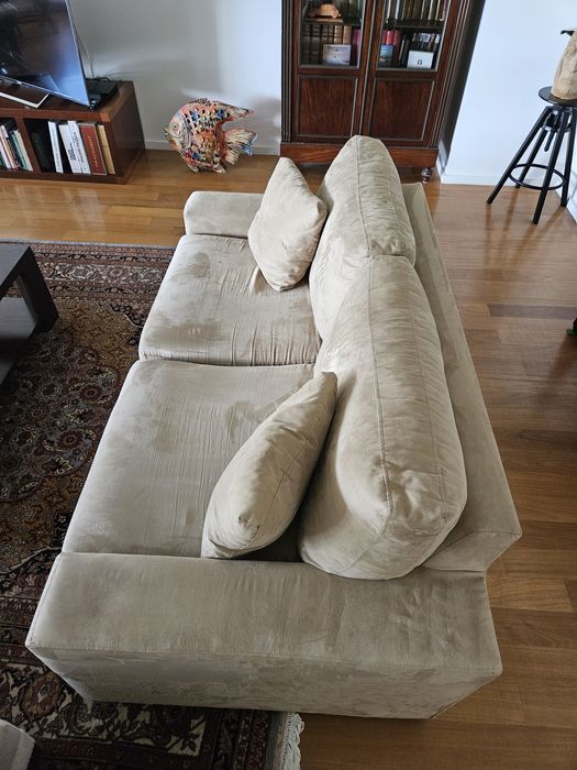 Sofa em tecido " alcantara" bege 190cmx97cm